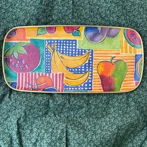 VINTAGE Keswick UK Fiberglass Tray with Fruit Motif 15" x 7" AWESOME!!
